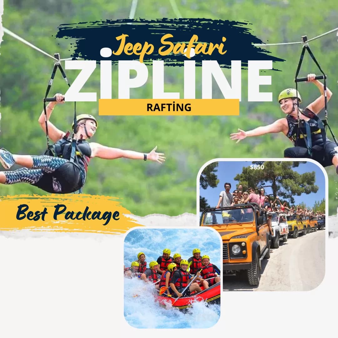 3 IN 1 Rafting Jeep Safari & Zipline Combo for Groups