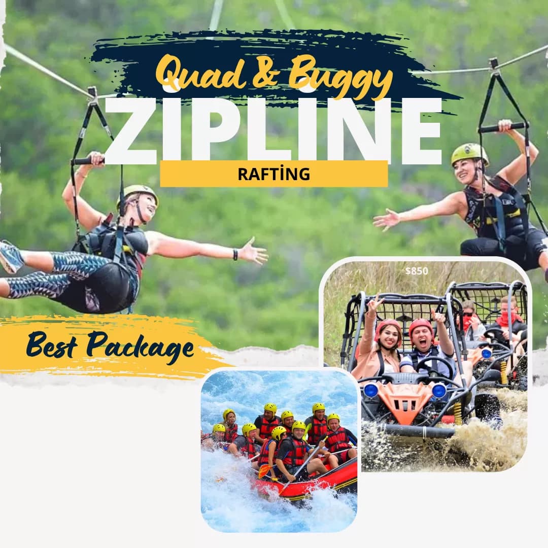 4 IN 1 Quad Bike, Jeep Safari, Rafting and Zipline Combo Tour for Groups